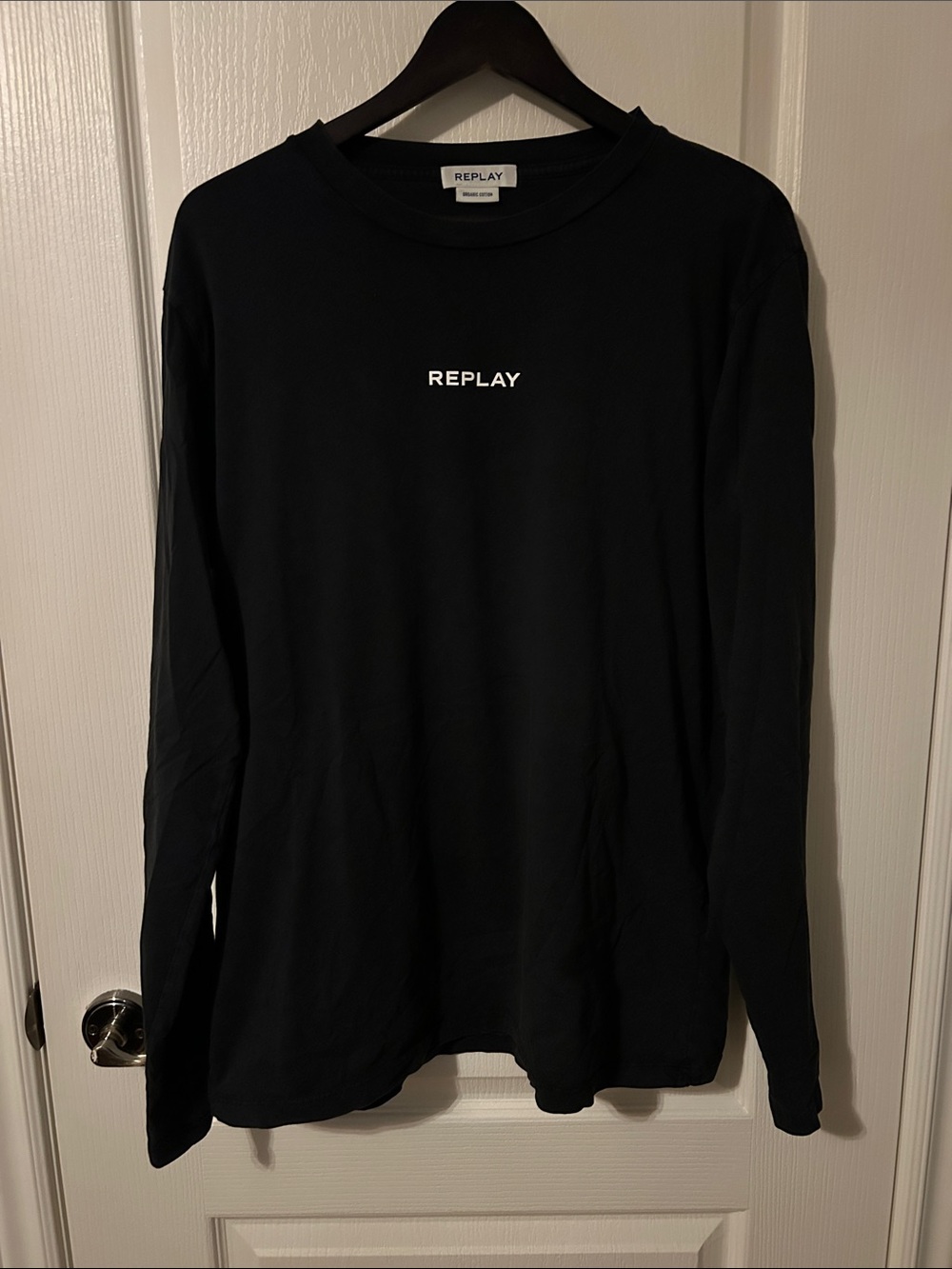 Replay Black Long Sleeve Shirt with White Logo